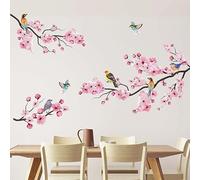 Birds on Sakura Tree Branch Wall Vinyl Sticker - Art Decal for Home & Office Decor by Wall4Stickers