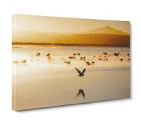 Birds On The Beach Canvas Print | Gallery Wrapped 30mm Frame Wall Art | 24x16 inches | Ready to Hang | Coastal Seascape Picture | Living Room Bedroom Lounge Office
