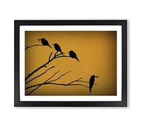 Birds on the Branch of a Tree Modern Framed Print | A2 Black Framed Wall Art | Ready to Hang | Modern Floral Picture | Living Room Bedroom Lounge Office