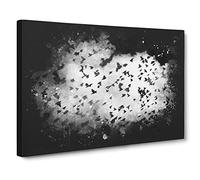 Birds On The Move Paint Splash Canvas Print | Gallery Wrapped 30mm Frame Wall Art | 24x16 inches | Ready to Hang | Modern Bird Picture | Living Room Bedroom Lounge Office