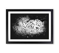 Birds on The Move Paint Splash Framed Print | A2 Black Framed Wall Art | Ready to Hang | Modern Nature Picture | Living Room Bedroom Lounge Office