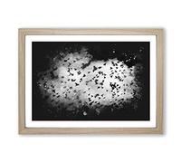 Birds on The Move Paint Splash Framed Print | A2 Oak Framed Wall Art | Ready to Hang | Modern Nature Picture | Living Room Bedroom Lounge Office