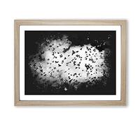 Birds On The Move Paint Splash Modern Art Framed Print | A2 Oak Framed Wall Art | Ready to Hang | Modern Nature Picture | Living Room Bedroom Lounge Office