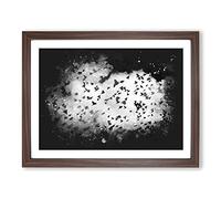 Birds On The Move Paint Splash Modern Art Framed Print | A4 Walnut Framed Wall Art | Ready to Hang | Modern Nature Picture | Living Room Bedroom Lounge Office