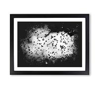 Birds On The Move Paint Splash Modern Art Framed Wall Art Print, Ready to Hang Picture for Living Room Bedroom Home Office Décor, Black A3 (46 x 34 cm)