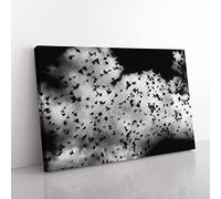 Birds On The Move Painting Modern Art Canvas Wall Art Print Ready to Hang, Framed Picture for Living Room Bedroom Home Office Décor, 60x40 cm (24x16 Inch)