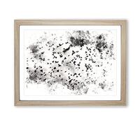 Birds On The Move Watercolour Modern Framed Print | A3 Oak Framed Wall Art | Ready to Hang | Modern Historical Picture | Living Room Bedroom Lounge Office