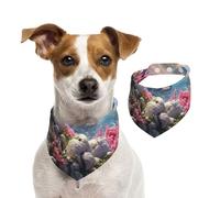 Birds on The Stone Cotton Dog Bandanas - Washable Cotton Handkerchief Scarf Triangle Bandana for Small Medium Large Dog,Cat, Black
