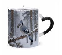 Birds on The Tree Mug 11 Oz Heat Sensitive Color Changing Cups Ceramic Discoloration Mugs Funny Morphing Mugs Creative Magic Mug Novelty Modern Coffee Cup for Men Women
