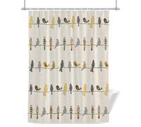 Birds on the Wire Yellow Grey Orange Burlap Background Shower Curtain for Bathroom, Waterproof Cloth Fabric Bathroom Accessories Set with 12 Rust Proof Plastic Hooks, 36” x 78”