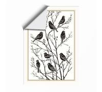 Birds on Winter Branches Japandi Unframed Wall Art Print A2 (59.4×42cm), Wall Decor for Living Room, Bedroom, Office & Home, Art Gift