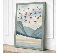 Birds Over Mountains Canvas Wall Art Print 24x16 Inch (61 x 41 cm)
