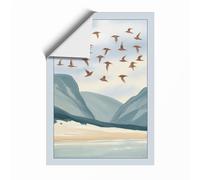 Birds Over Mountains Minimalist Unframed Wall Art Print A1 (84.1×59.4cm), Wall Decor for Living Room, Bedroom, Office & Home, Art Gift