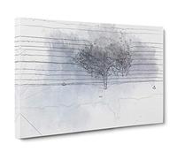 Birds Passing a Tree in Geneva in Abstract Canvas Print for Living Room Bedroom Home Office Décor, Wall Art Picture Ready to Hang, 30 x 20 Inch (76 x 50 cm)