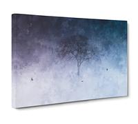Birds Passing A Tree In Geneva Painting Modern Art Canvas Wall Art Print Ready to Hang, Framed Picture for Living Room Bedroom Home Office Décor, 20x14 Inch (50x35 cm)
