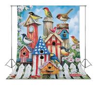 Birds Perched on Wood Funny Photography Backdrop Background Washable Photo Studio Backdrops for Party Video Shooting