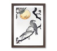 Birds & Plants By Ohara Koson Asian Japanese Framed Print | A4 Walnut Framed Wall Art | Ready to Hang | Asian Floral Picture | Living Room Bedroom Lounge Office