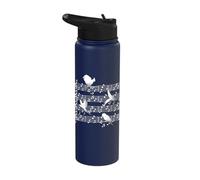 Birds Playing with Music Notes Parrots Sheet Music Stainless Steel Insulated Water Bottle