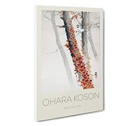 Birds & Red Ivy Ohara Koson Canvas Print | Gallery Wrapped 30mm Frame Wall Art | 30x20 inches | Ready to Hang | Asian Bird Picture | Living Room Bedroom Lounge Office