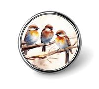 Birds Resting on Tree Branch Badge Holder Exquisite Round Badge with Picture Pin DIY Button Badges Personalized Metal Button Pin Fashion Brooch Crafts Gifts Clothes Decorative Pins