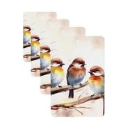 Birds Resting on Tree Branch Car Air Fresheners Cards Set of 4 Pieces,Long-Lasting Car Aromatherapy Tablets Hanging Scented Cards for Wardrobe Bathroom Rearview Mirror Hanging Ornament