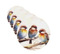 Birds Resting on Tree Branch Car Air Fresheners Cards Set of 4 Pieces,Long-Lasting Car Aromatherapy Tablets Hanging Scented Cards for Wardrobe Bathroom Rearview Mirror Hanging Ornament