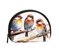 Birds Resting on Tree Branch Coin Purse with Zipper Mini Coin Pouch Small Change Wallet for Men Women Coin Bag Personalized Credit Card Bags Everything Storage Pouch for Headset ID Key Lipstick