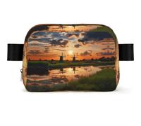 Birds Resting on Tree Branch Fanny Pack Crossbody Waist Bag Pack Waterproof Mini Belt Bag Bum Hip Bag for Men Women, Beautiful View Of The Netherlands, One Size