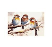 Birds Resting on Tree Branch Placemats - Washable Linen Table Mats Durable Heat Resistant Place Mats Farmhouse Rustic Cloth Placemats for Dining Table, Kitchen, Elegant Home Decor