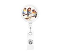 Birds Resting on Tree Branch Retractable Badge Reel Heavy Duty Badge Holder with Belt Clip Retractable Lanyards ID Card Holder with Keychain Name Badge Clips for Office Nurse Employee