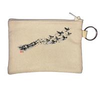 Birds Rising from Broken Chains Freedom Key Chain Coin Purse Beige