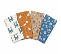 Birds & Robbins Sewing Machine Printed Cotton Fabric Bundle 4Pcs