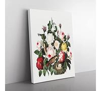 Birds & Roses By Robert John Thornton Vintage Canvas Wall Art Print Ready to Hang, Framed Picture for Living Room Bedroom Home Office Décor, 60x40 cm (24x16 Inch)