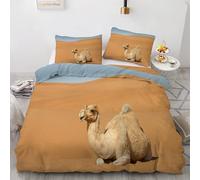 Birds Single Duvet Cover Sets Desert Camel Bedding Set 3 Pieces - 110gsm Soft Brushed Microfiber Quilt Cover, Bed Set with 2 Pillowcases 50x75 cm, Zipper Closure -Kg3873