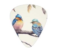 Birds Sitting On Branch 12 Pack Guitar Plectrums With Storage Case, 0.46/0.71/0.96mm, Including Thin, Medium Thick Guitar Plectrums For Electric Guitars Bass Ukulele
