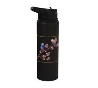 Birds Sitting on Branch with Blossoms in Springtime Stainless Steel Insulated Water Bottle