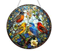 Birds Suncatchers for Windows Hanging, Stained Glass Window Hanging Ornament with Chain, Robin Sun Catcher, Acrylic Sun Catchers Indoor Window for Garden Home, Robin Gifts for Women