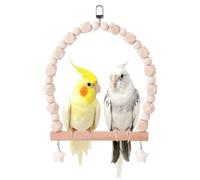 Birds Swing Wood Parrots Budgie Cage Accessories Swing Climbing Ladders Wooden Perch Toy for Love Birds，Parakeet，Cockatiel, Mynah, Budgerigar (Wood Color, Medium)