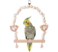 Birds Swing Wood Parrots Budgie Cage Accessories Swing Climbing Ladders Wooden Perch Toy for Love Birds，Parakeet，Cockatiel, Mynah, Budgerigar (Wooden Star Beads, Medium)