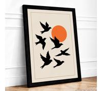 Birds Toward the Sun Minimalist Framed Wall Art Print A2 Black