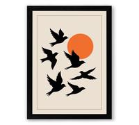 Birds Toward the Sun Minimalist Framed Wall Art Print A3 (42×29.7cm) Black, Wall Decor for Living Room, Bedroom, Office & Home, Ready to Hang, Art Gift