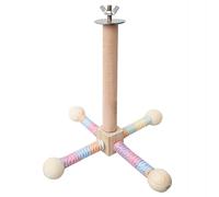 Birds Toy Wooden Carousel Perches for Budgies Parrot Bird Playground Hanging Play Stand for Bird Cages (Wood Colour, M)