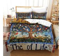 Birds Tree Art-Nature Inspired Quilt Design Duvet Cover Sets 3 PCS Hotel Quality Quilt Cover Bedding Sets Bed Covers with Pillowcases with Zipper Closure Breathable Stylish Comforter Super King（260x22