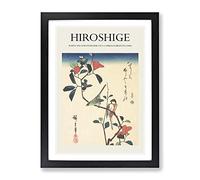 Birds Upon A Camellia Branch By Utagawa Hiroshige Exhibition Museum Asian Japanese Framed Print | A3 Black Framed Wall Art | Ready to Hang | Asian Floral Picture | Living Room Bedroom Lounge Office