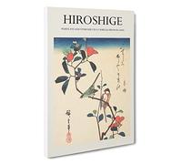 Birds Upon A Camellia Branch Utagawa Hiroshige Canvas Print | Gallery Wrapped 30mm Frame Wall Art | 30x20 inches | Ready to Hang | Asian Bird Picture | Living Room Bedroom Lounge Office