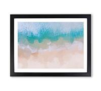 Birds View Of Bondi Beach Australia In Abstract Modern Art Framed Print | A2 Black Framed Wall Art | Ready to Hang | Abstract Beach Picture | Living Room Bedroom Lounge Office