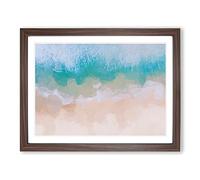 Birds View Of Bondi Beach Australia In Abstract Modern Art Framed Print | A3 Walnut Framed Wall Art | Ready to Hang | Abstract Beach Picture | Living Room Bedroom Lounge Office
