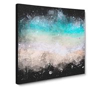 Birds View of Bondi Beach Australia Paint Splash Modern Canvas Wall Art Print Ready to Hang, Framed Picture for Living Room Bedroom Home Office Décor, 20x20 Inch (50x50 cm)