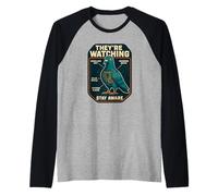 Birds Watching Surveillance Tech Pigeon Raglan Baseball Tee