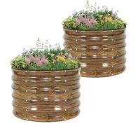 BIRDSINYARD Round Raised Garden Bed 2Pcs 60x60x42cm Metal Raised Bed | Galvanised Planter Box Outdoor with Safety Edging, Bottom-less Design, Easy to Install, for Vegetables, Herb, Flowers